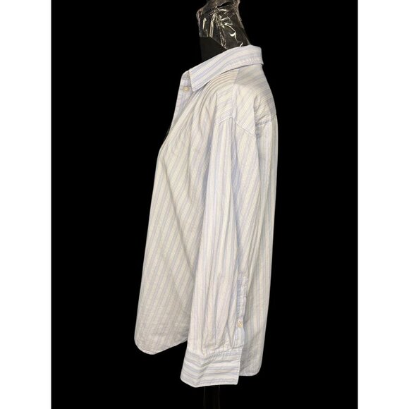 ZARA Striped Long-Sleeve Shirt Women M Blue /White With Back Button nautical - Picture 6 of 9